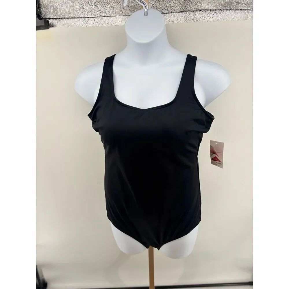 Lands’ End Womens Black Underwire One Piece Swim Suit Size 16DDD NWT